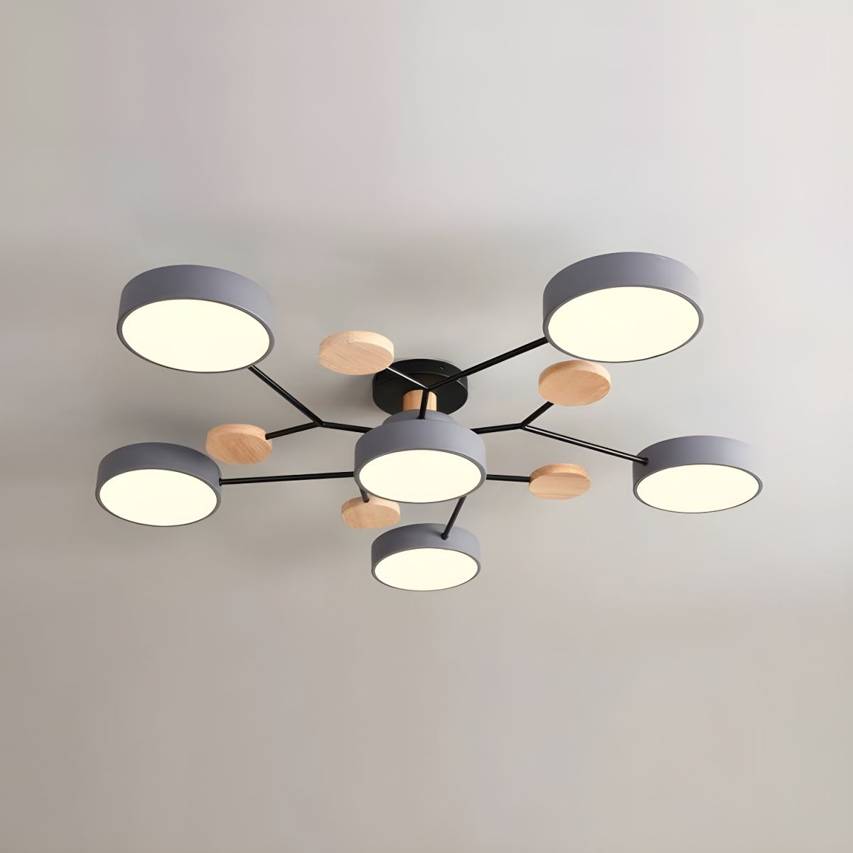 Tyalez Contemporary Round Iron LED Semi-Flush Chandelier