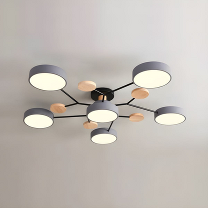 Tyalez Contemporary Round Iron LED Semi-Flush Chandelier