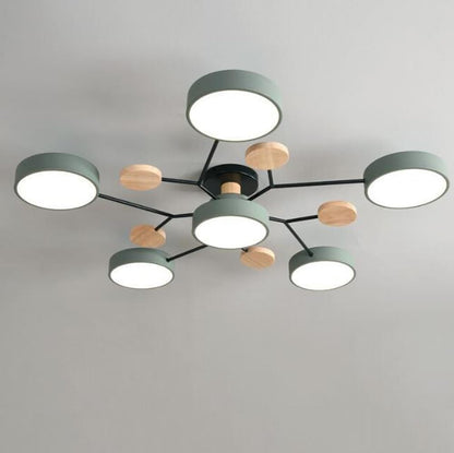 Tyalez Contemporary Round Iron LED Semi-Flush Chandelier