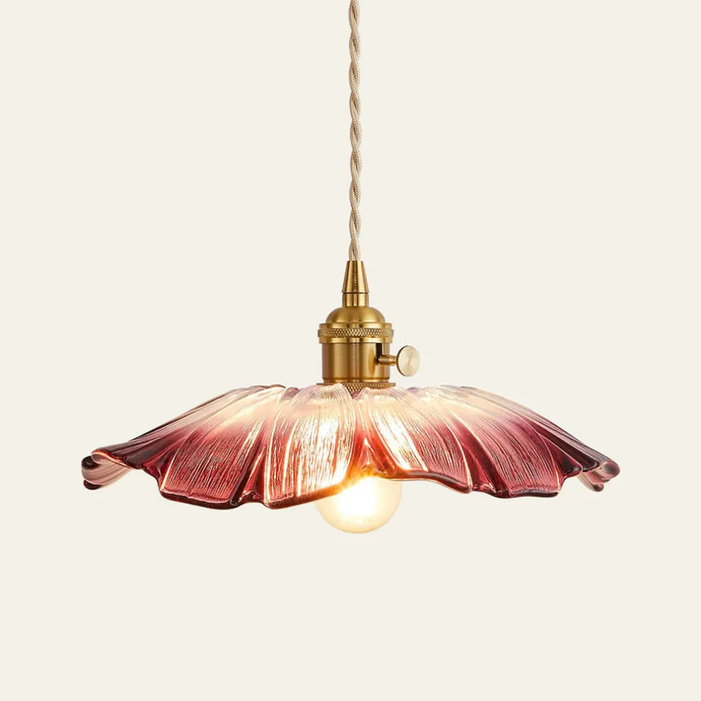 Retro Lotus Leaf Shape Glass Pendant Lamp