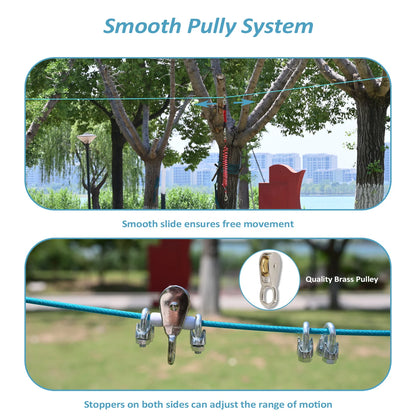 Heavy Duty 50FT Dog Run System with 10FT Tie-Out