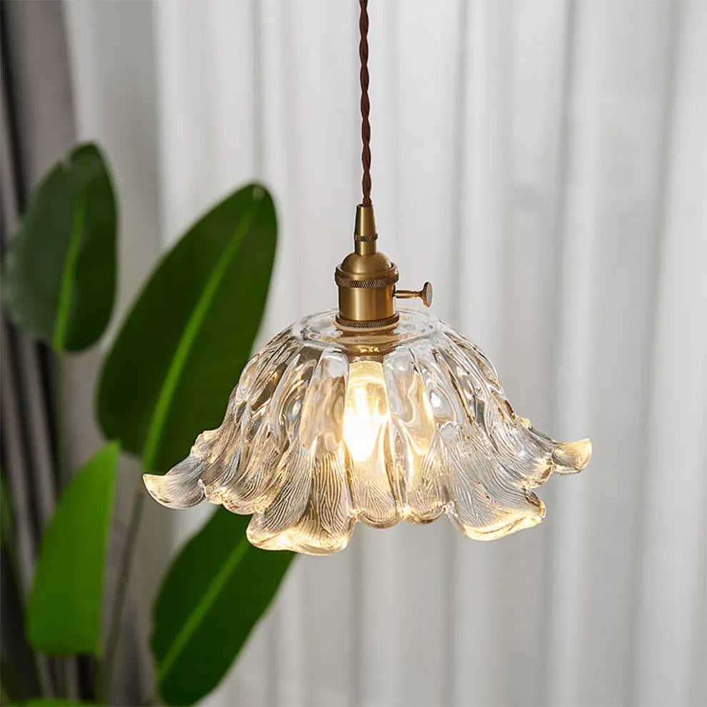 Classic Vintage Flower Glass Pendant Light