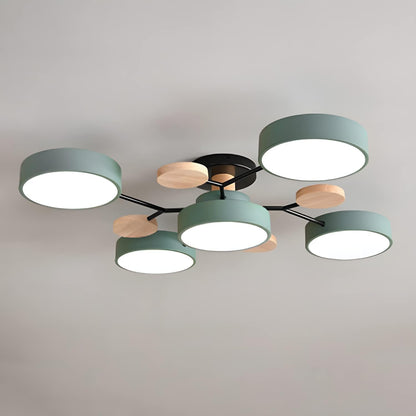 Tyalez Contemporary Round Iron LED Semi-Flush Chandelier
