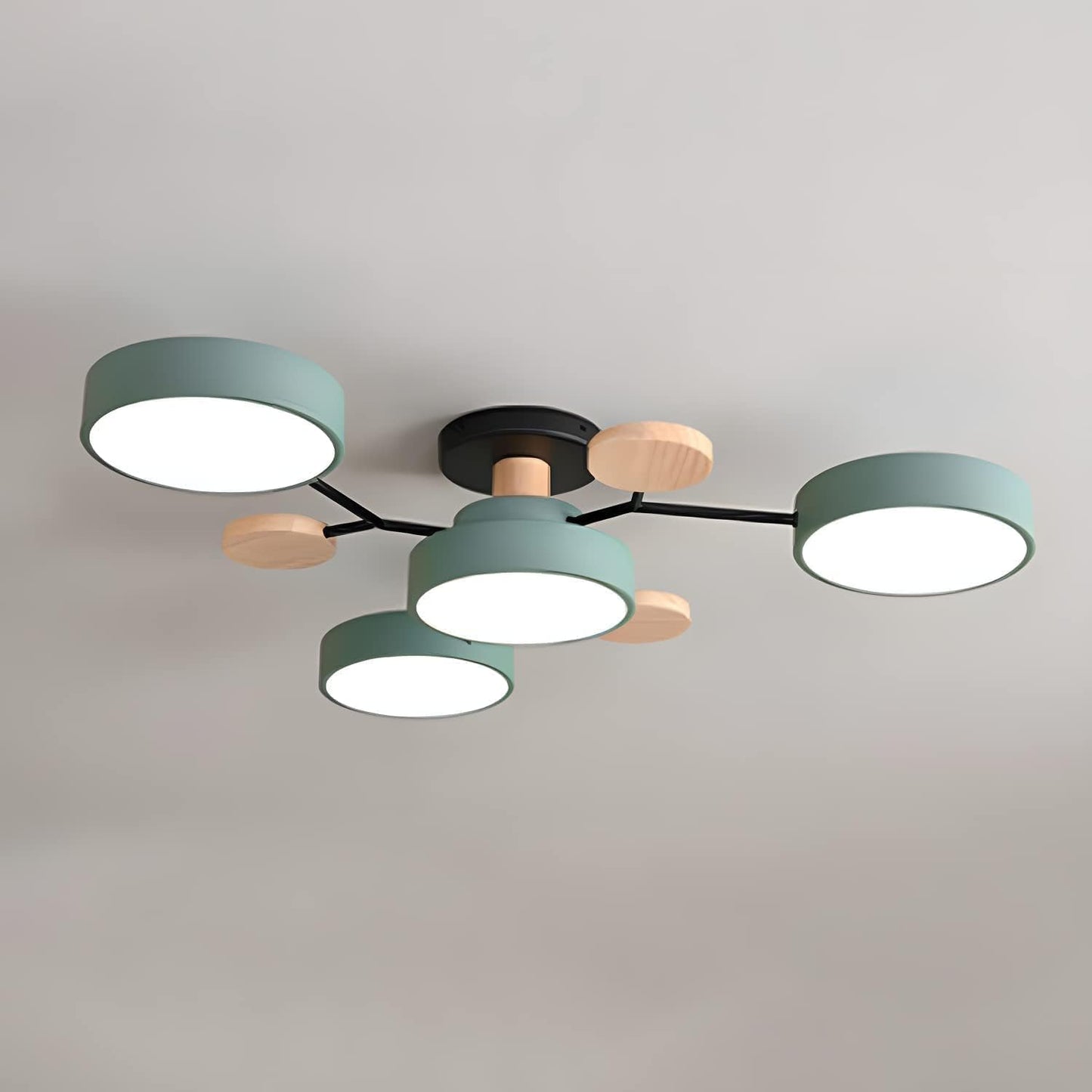 Tyalez Contemporary Round Iron LED Semi-Flush Chandelier