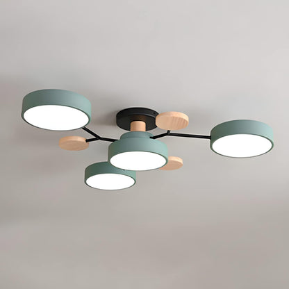 Tyalez Contemporary Round Iron LED Semi-Flush Chandelier