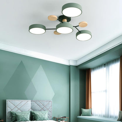 Tyalez Contemporary Round Iron LED Semi-Flush Chandelier