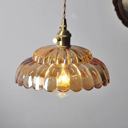 Vintage Clear Petal Glass Pendant Lamp