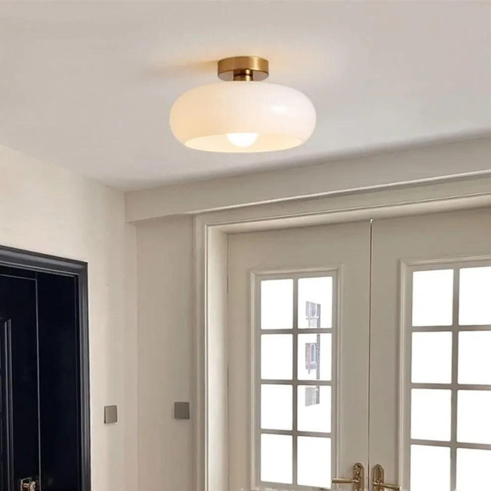 Retro Round Glass Ceiling Light – Elegant Semi-Flush Fixture