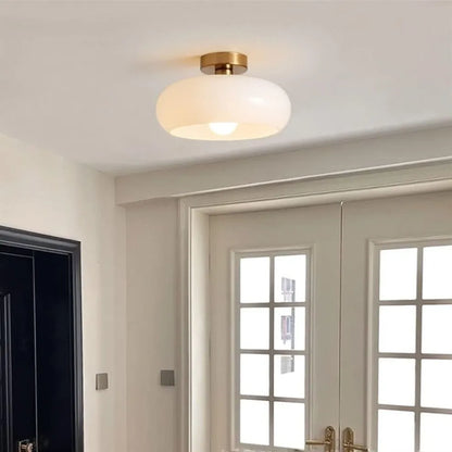 Retro Round Glass Ceiling Light – Elegant Semi-Flush Fixture