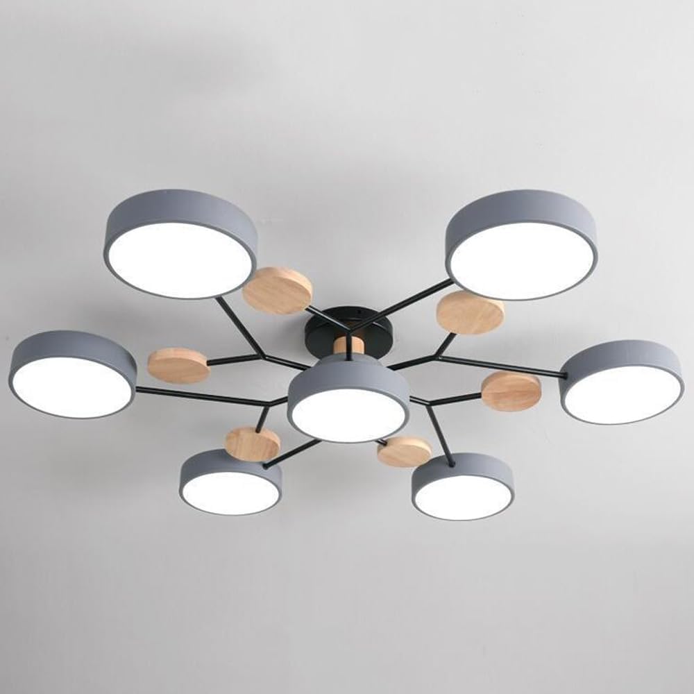 Tyalez Contemporary Round Iron LED Semi-Flush Chandelier
