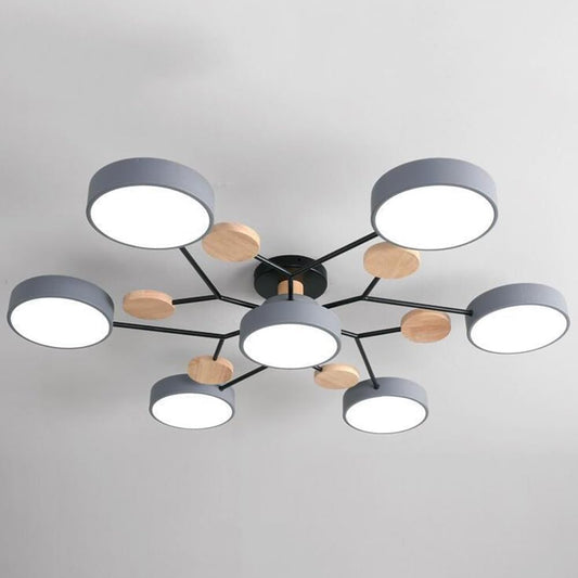 Tyalez Contemporary Round Iron LED Semi-Flush Chandelier