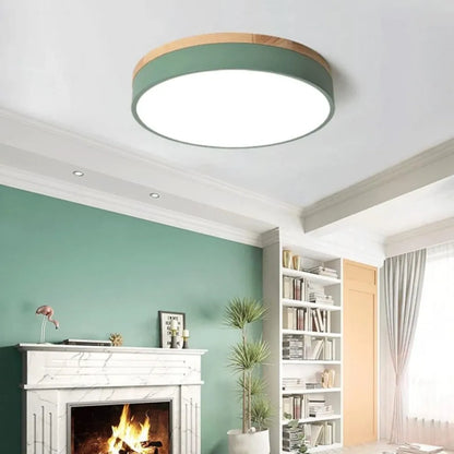 Modern Design Round Minimalist Wood LED Flush Mount Ceiling Light