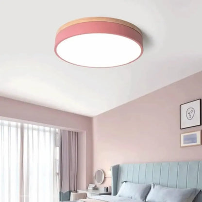 Modern Design Round Minimalist Wood LED Flush Mount Ceiling Light