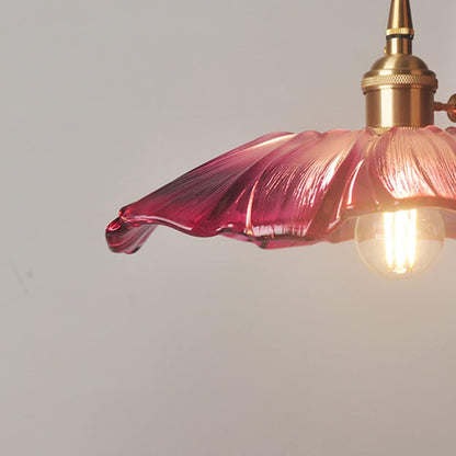 Retro Lotus Leaf Shape Glass Pendant Lamp
