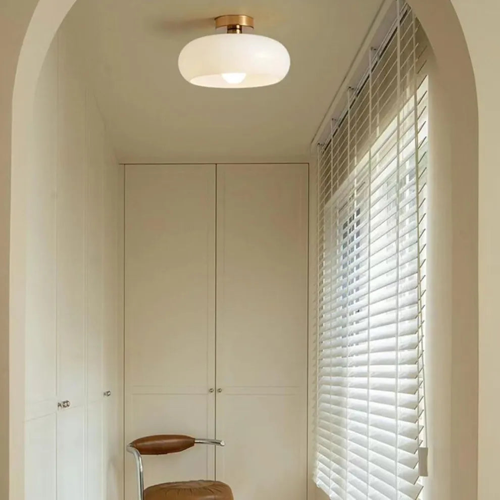 Retro Round Glass Ceiling Light – Elegant Semi-Flush Fixture