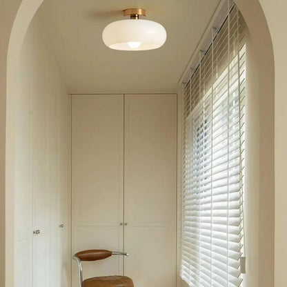 Retro Round Glass Ceiling Light – Elegant Semi-Flush Fixture