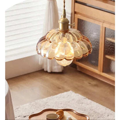 Vintage Clear Petal Glass Pendant Lamp