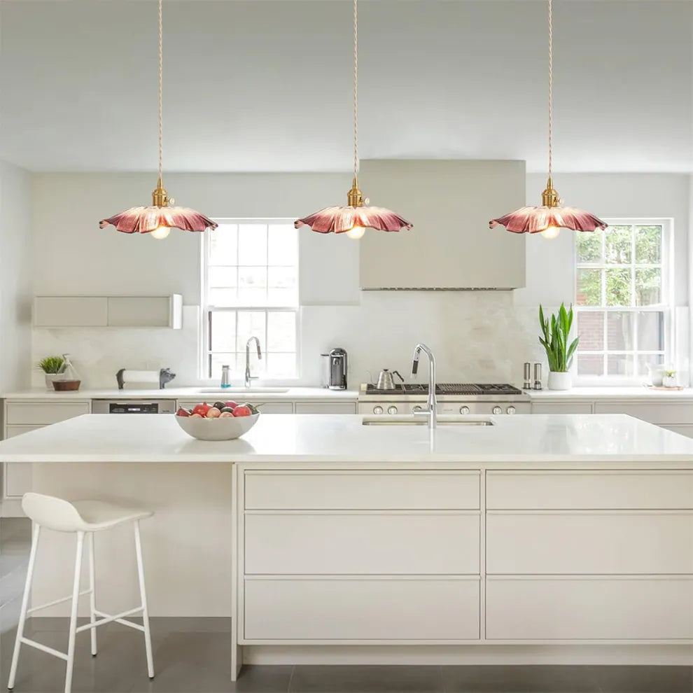 Retro Lotus Leaf Shape Glass Pendant Lamp