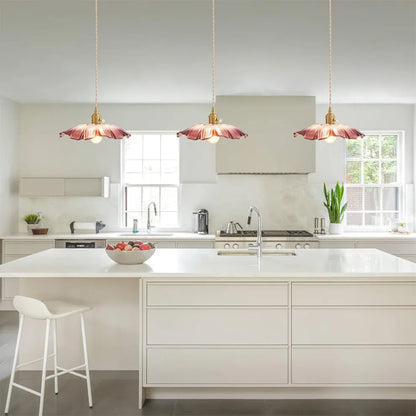 Retro Lotus Leaf Shape Glass Pendant Lamp