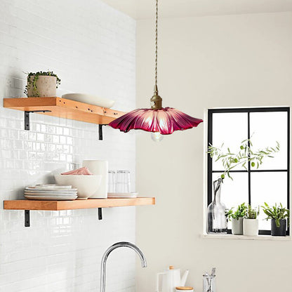 Retro Lotus Leaf Shape Glass Pendant Lamp