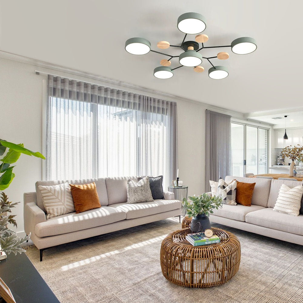 Tyalez Contemporary Round Iron LED Semi-Flush Chandelier