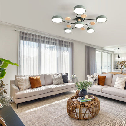 Tyalez Contemporary Round Iron LED Semi-Flush Chandelier