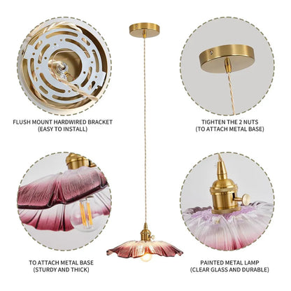 Retro Lotus Leaf Shape Glass Pendant Lamp