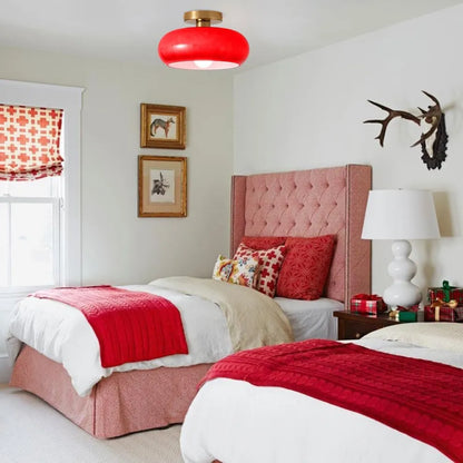 Retro Round Glass Ceiling Light – Elegant Semi-Flush Fixture