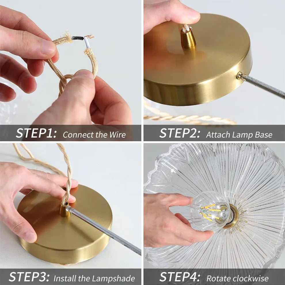 Retro Lotus Leaf Shape Glass Pendant Lamp