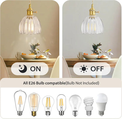 Vintage Flower Glass Pendant Light