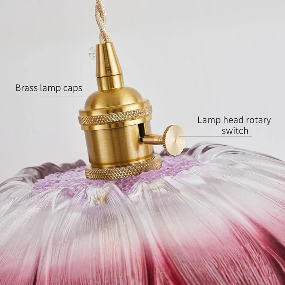 Retro Lotus Leaf Shape Glass Pendant Lamp