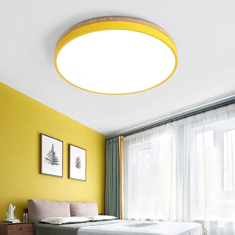 Modern Design Round Minimalist Wood LED Flush Mount Ceiling Light