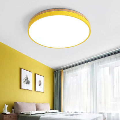Modern Design Round Minimalist Wood LED Flush Mount Ceiling Light