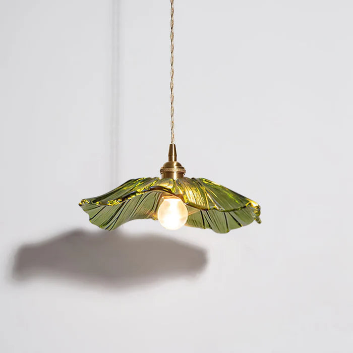 Tyalez Retro Lotus Leaf Shape Glass Pendant Lamp