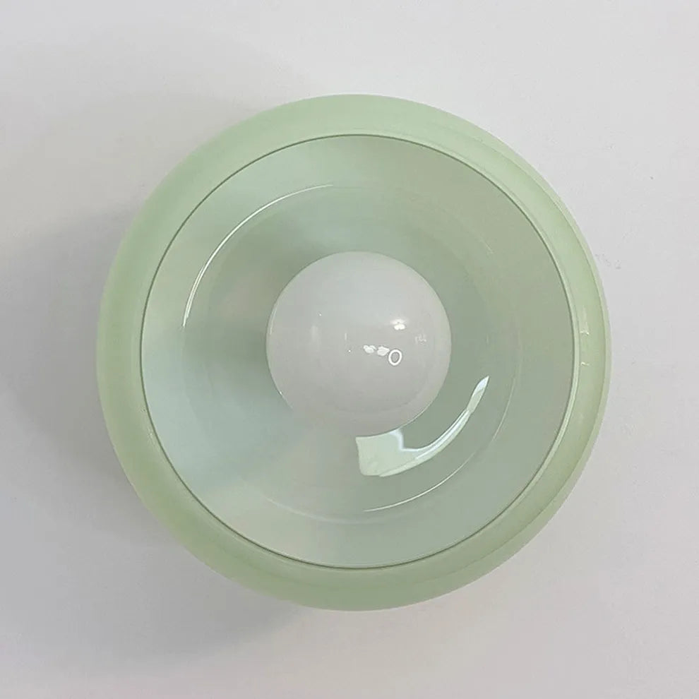 Retro Round Glass Ceiling Light – Elegant Semi-Flush Fixture