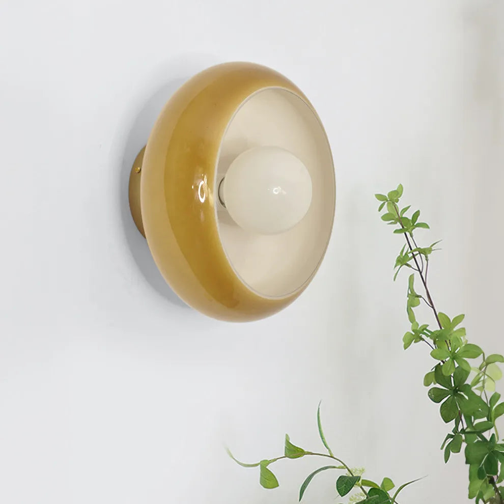 Retro Round Glass Ceiling Light – Elegant Semi-Flush Fixture