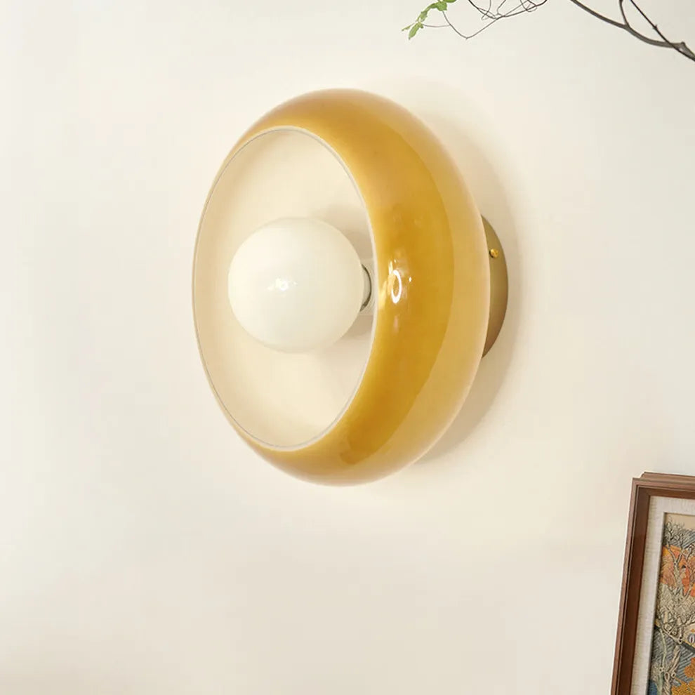 Retro Round Glass Ceiling Light – Elegant Semi-Flush Fixture