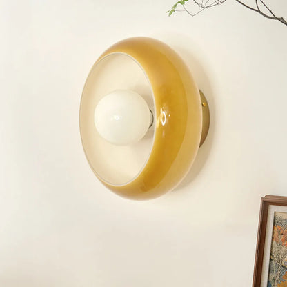 Retro Round Glass Ceiling Light – Elegant Semi-Flush Fixture