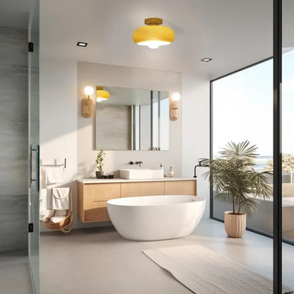 Retro Round Glass Ceiling Light – Elegant Semi-Flush Fixture