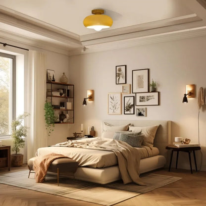 Retro Round Glass Ceiling Light – Elegant Semi-Flush Fixture