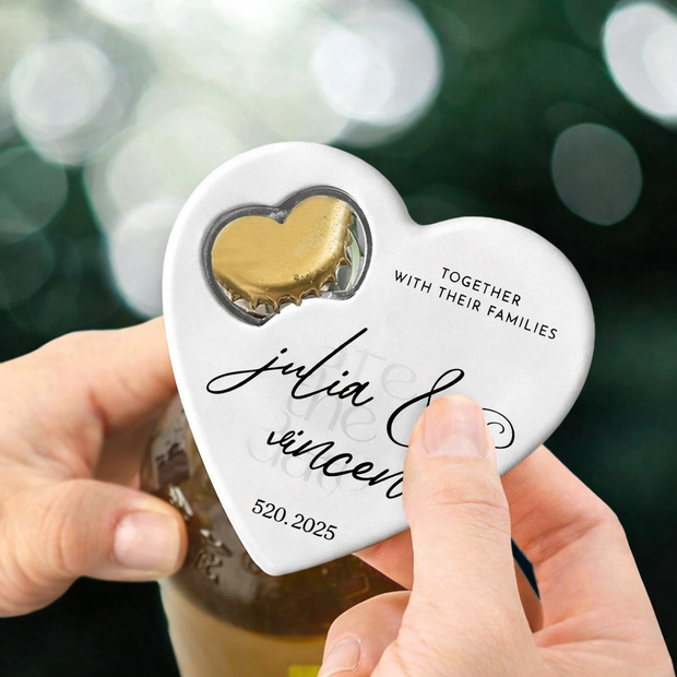 White Heart Bottle Opener – Blank UV Printable Wedding Favor & Promo Gift