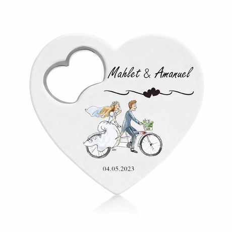 White Heart Bottle Opener – Blank UV Printable Wedding Favor & Promo Gift