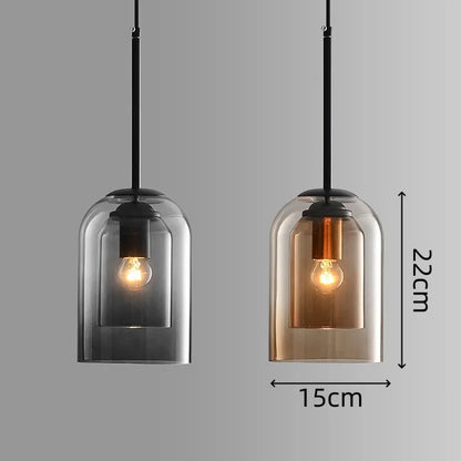 Minimalist Design Double Layer Glass Pendant Light