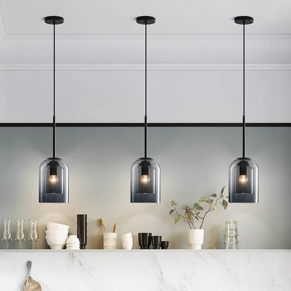 Minimalist Design Double Layer Glass Pendant Light