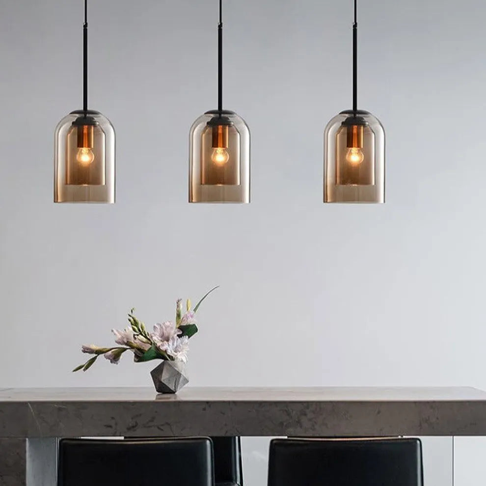 Minimalist Design Double Layer Glass Pendant Light