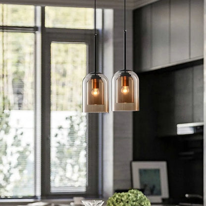 Minimalist Design Double Layer Glass Pendant Light