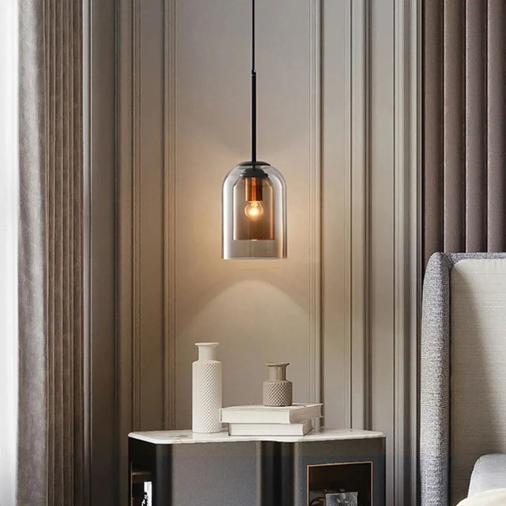 Minimalist Design Double Layer Glass Pendant Light