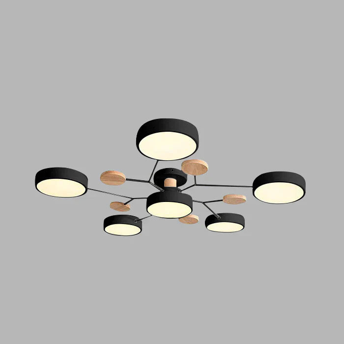 Tyalez Contemporary Round Iron LED Semi-Flush Chandelier