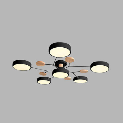 Tyalez Contemporary Round Iron LED Semi-Flush Chandelier