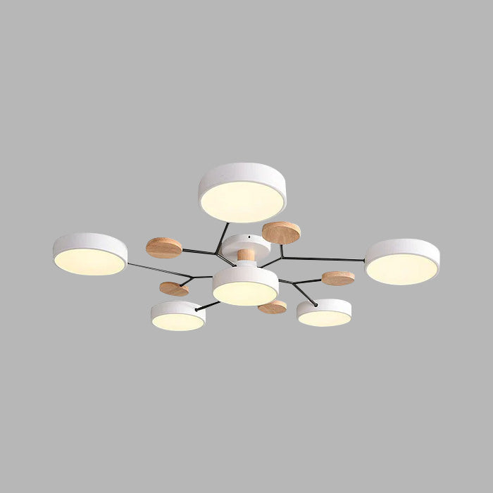 Tyalez Contemporary Round Iron LED Semi-Flush Chandelier